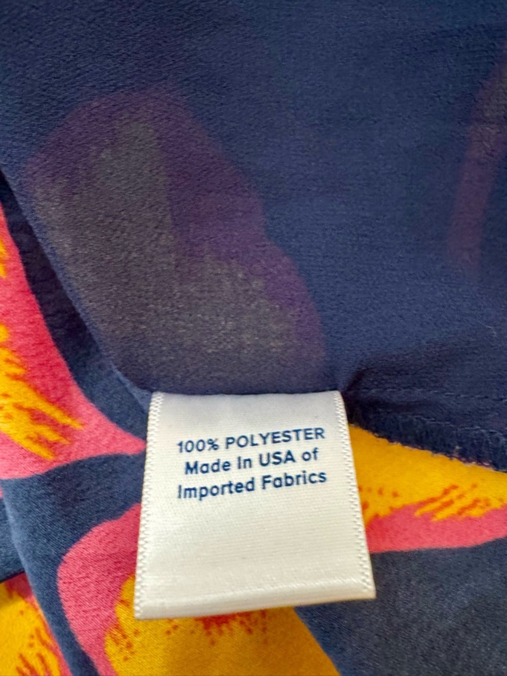 🏵️ Allison Joy Floral Wrap Top, Navy Pink & Orange V-Neck Tie Blouse, size M - Picture 10 of 10
